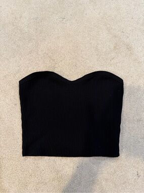 Ardene Black Ribbed Strapless Sweetheart Crop Top